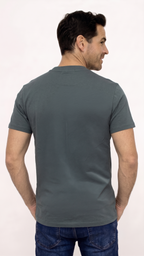 CAMISETA BÁSICA PESADA CUELLO REDONDO GRIS PARA HOMBRE