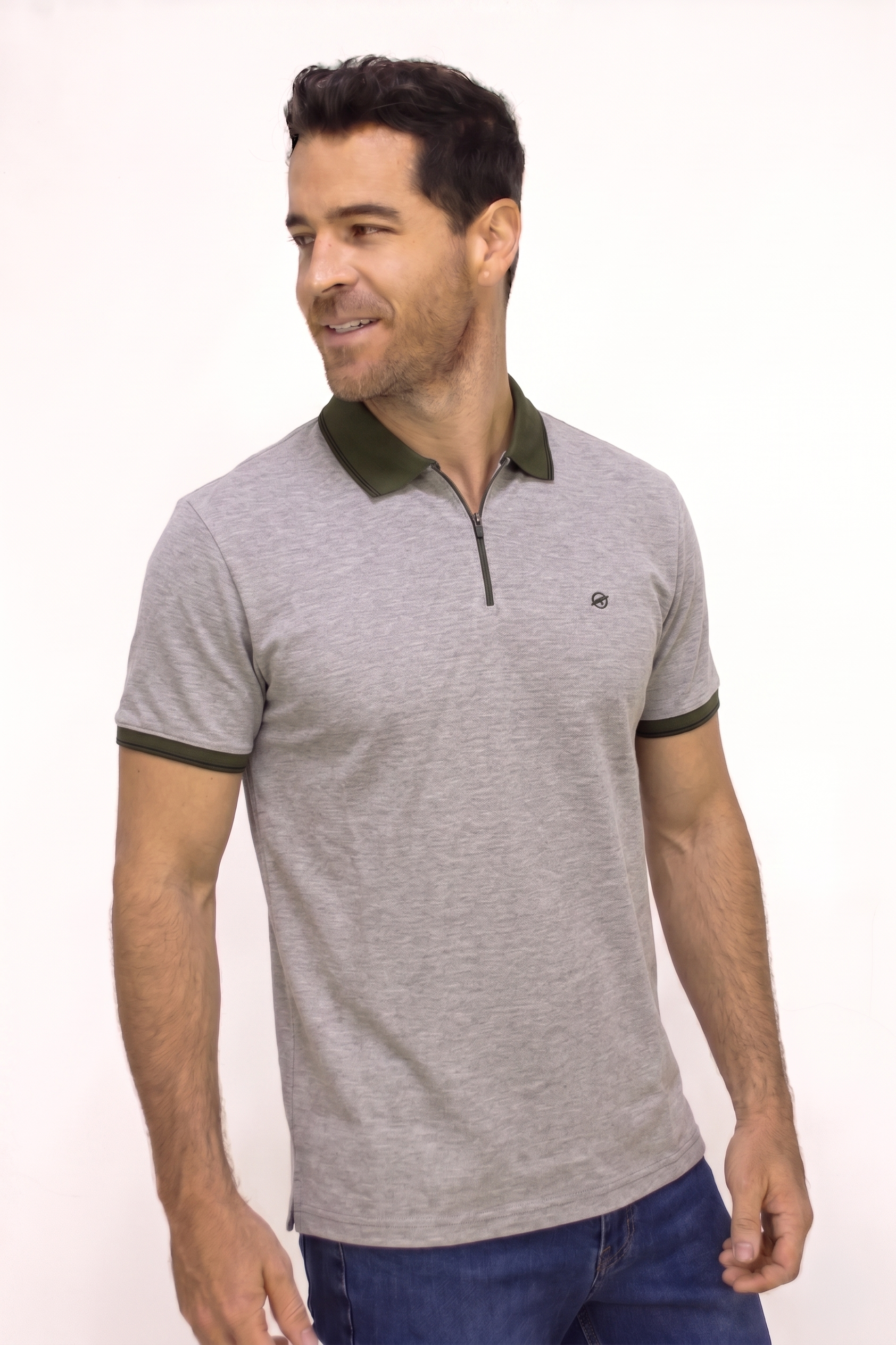 POLO MANGA CORTA CON CIERRE  PARA HOMBRE