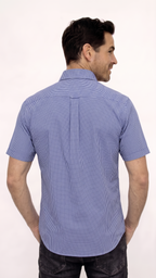 CAMISA MANGA CORTA A CUADROS AZUL PARA HOMBRE