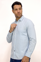 CAMISA MANGA LARGA AZUL OXFORD PARA HOMBRE