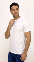 CAMISETA BÁSICA PESADA CUELLO REDONDO BLANCA PARA HOMBRE