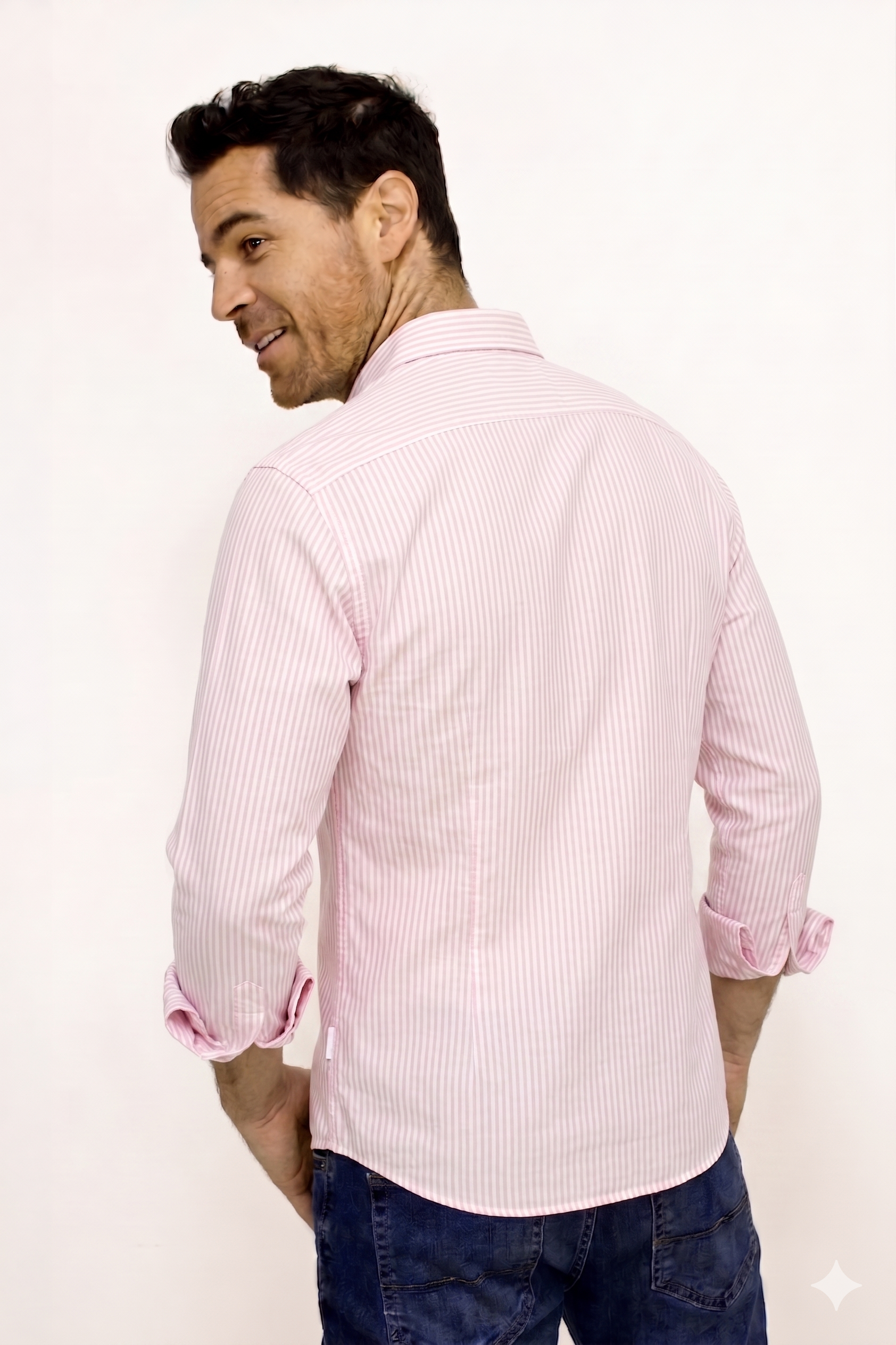 Camisa Manga Larga A Rayas Para Hombre