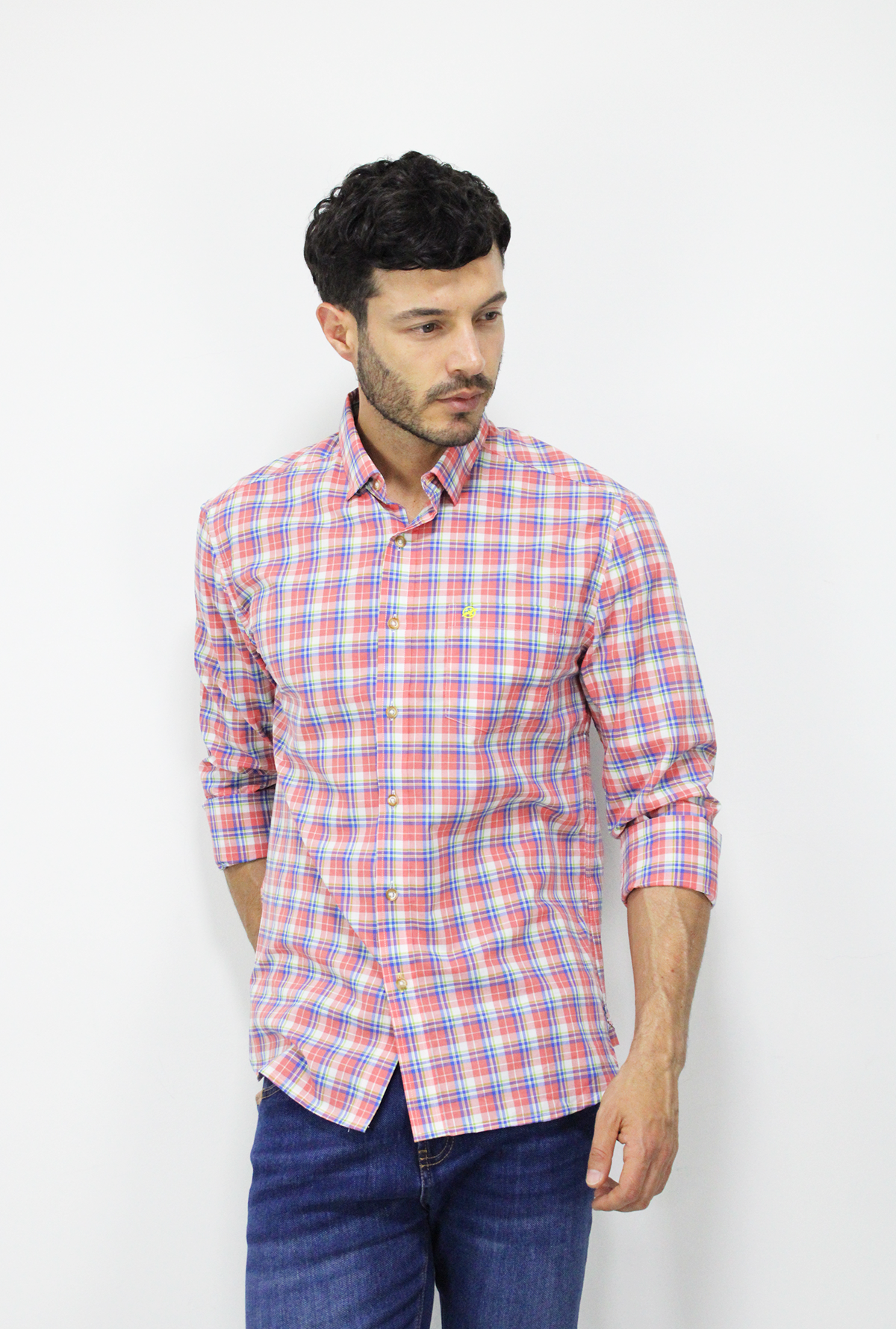 Camisa Manga Larga Naranja Para Hombre DMCML16