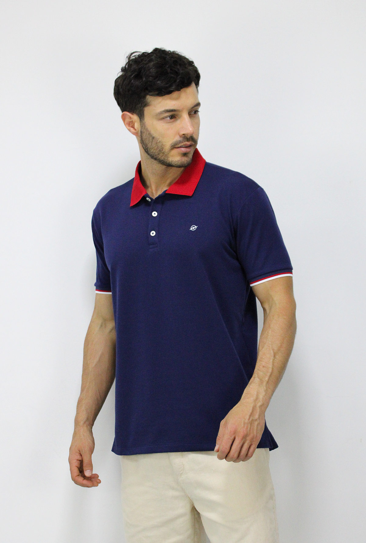 Camiseta Tipo Polo Azul Para Hombre DMPM10