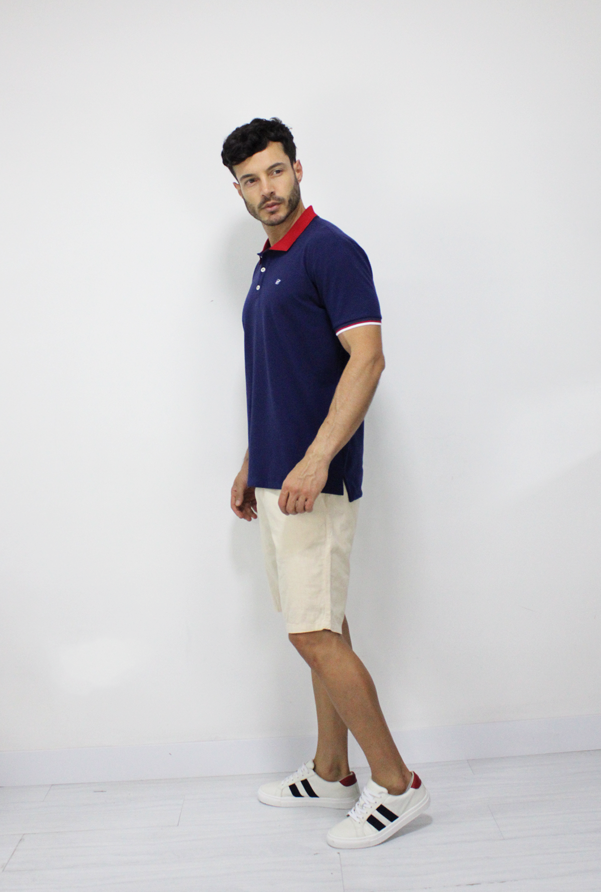 Camiseta Tipo Polo Azul Para Hombre DMPM10