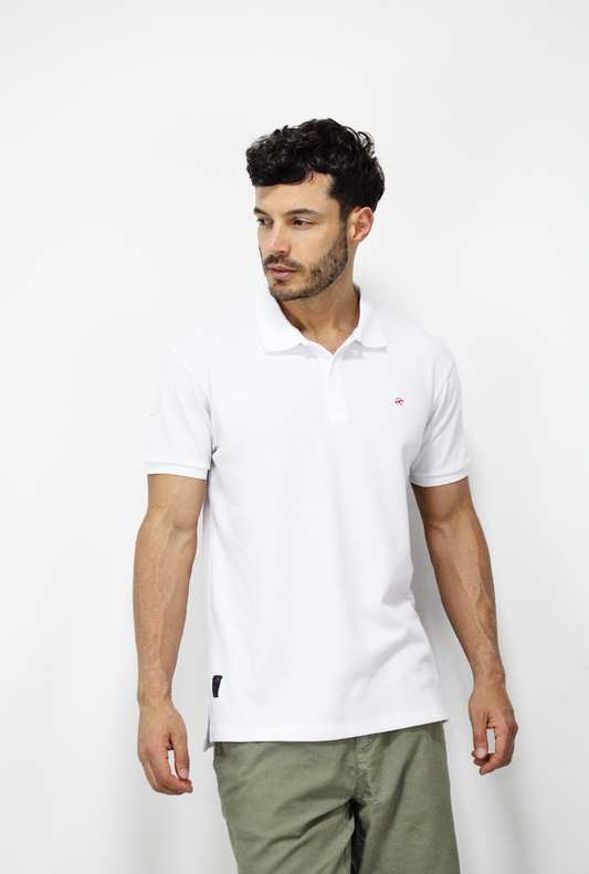 Camiseta Tipo Polo Blanca Para Hombre DMCP01