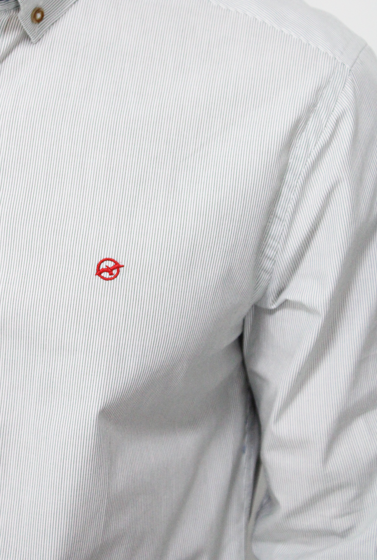 Camisa Manga Larga Líneas Verde Para Hombre CML3095