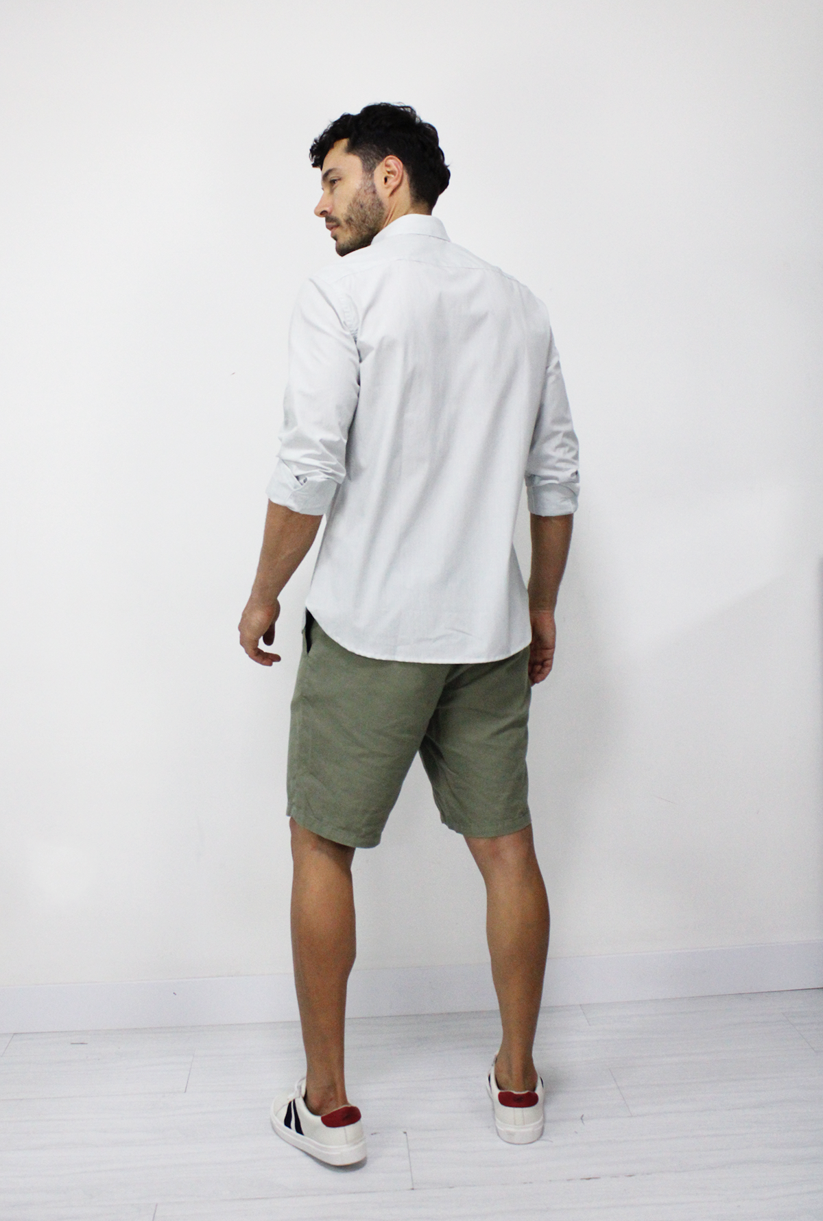 Camisa Manga Larga Líneas Verde Para Hombre CML3095