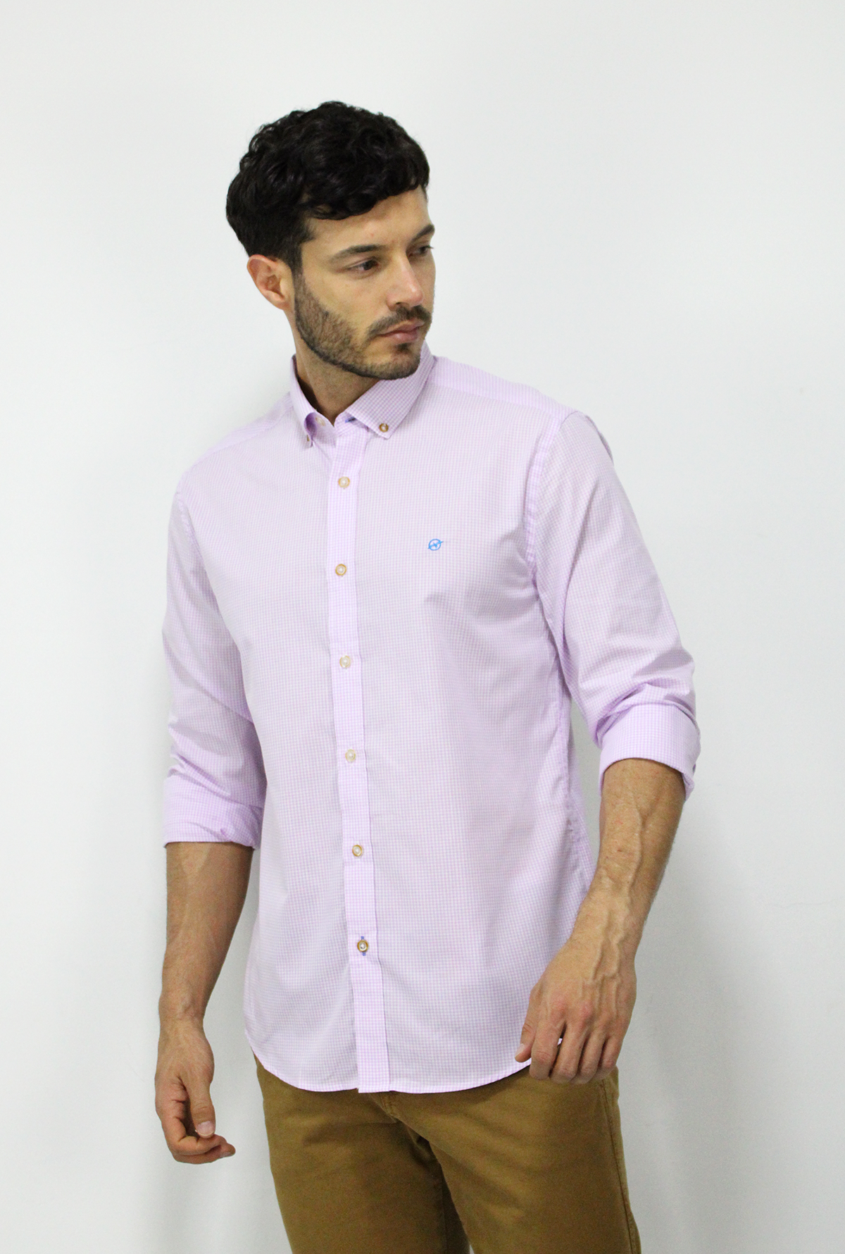 Camisa Manga Larga Cuadros Rosada DMCMML08