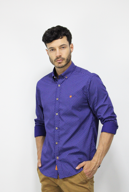 Camisa Manga Larga Miniprint Azul DMCML01