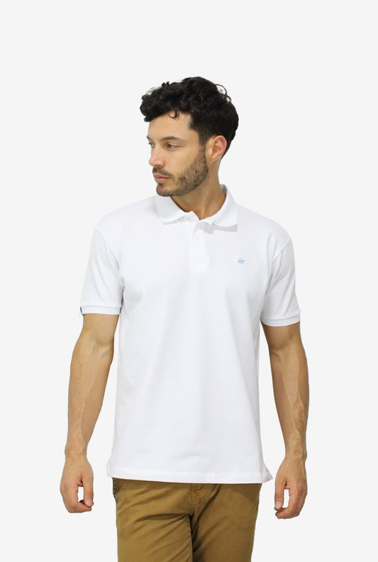 Camiseta Tipo Polo Blanco Para Hombre CPB05