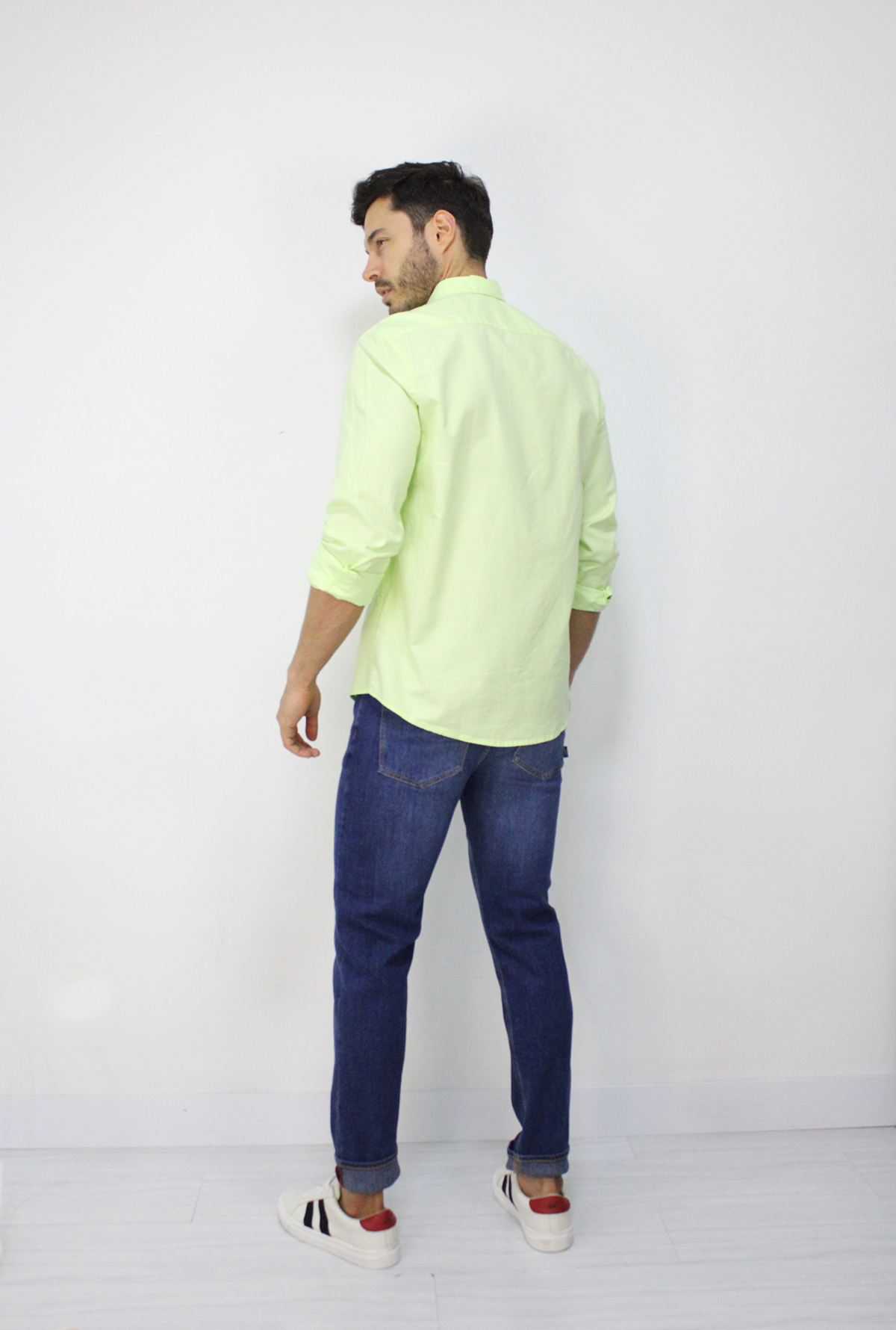 Camisa Manga Larga Oxford Verde Claro para Hombre CML3054