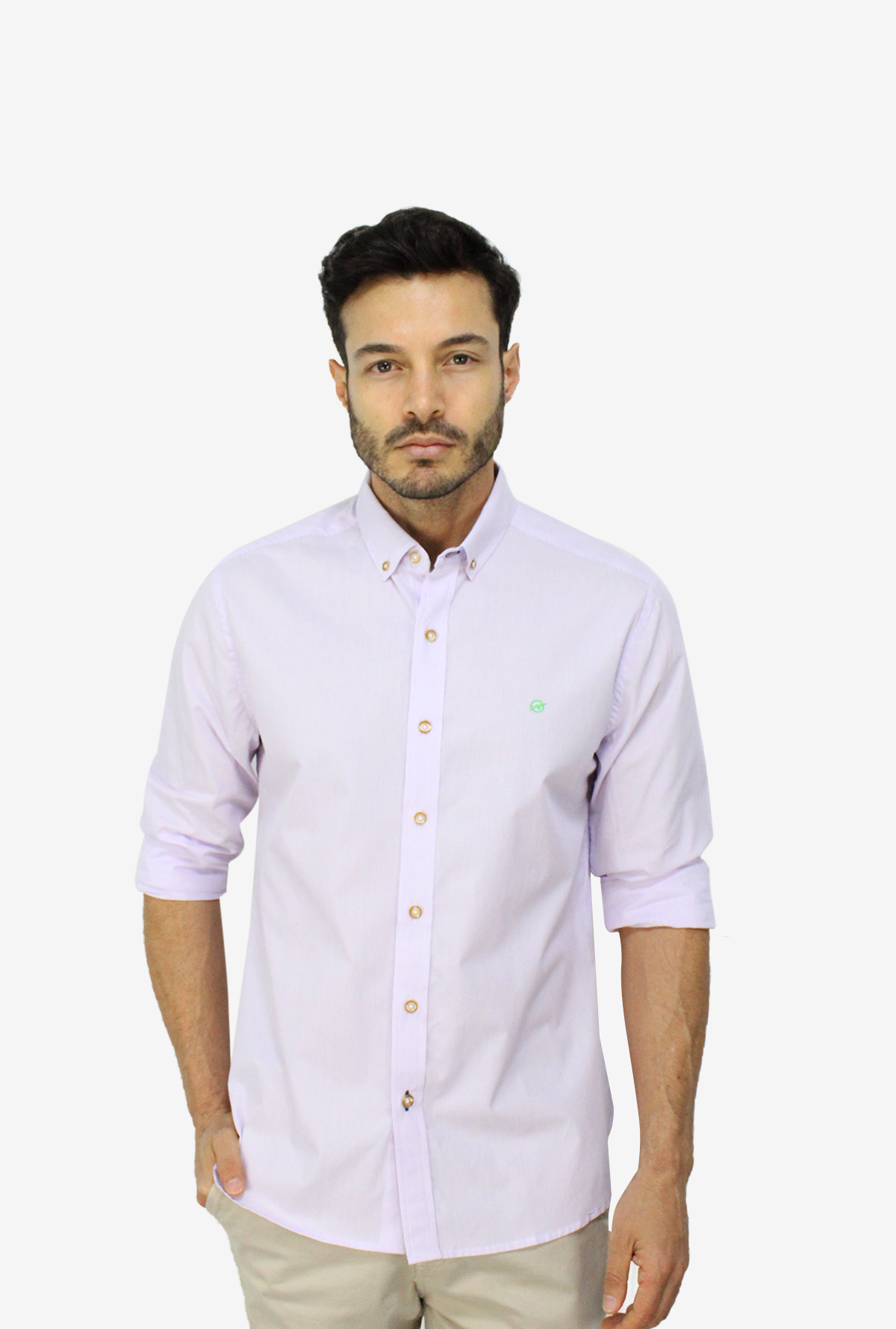 Camisa Manga Larga Líneas Lila Para Hombre CMLY3094