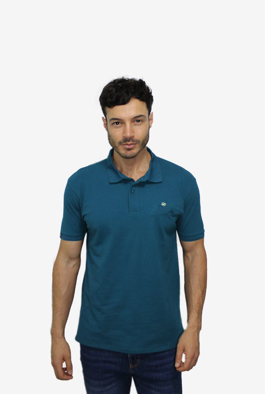 Camiseta Tipo Polo Azul Petróleo Para Hombre DMCPM03