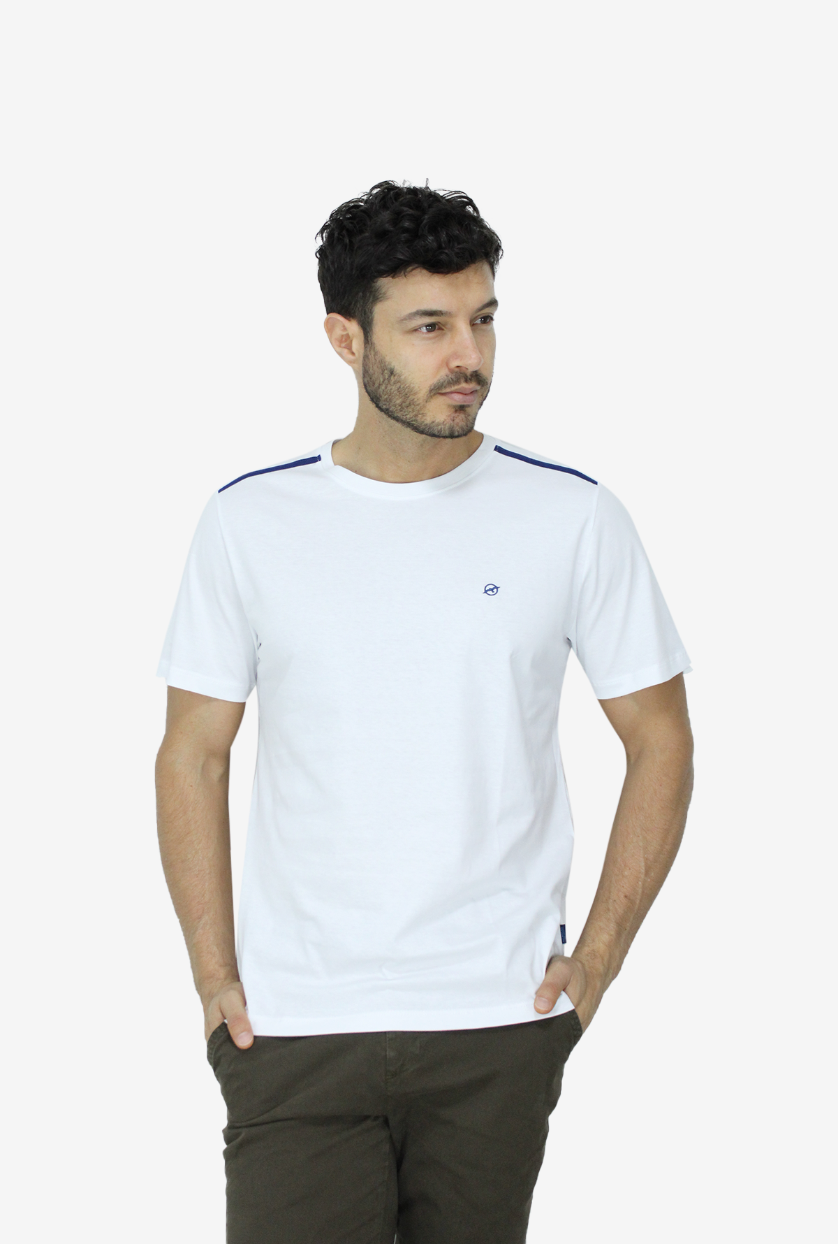 Camiseta Blanca Para Hombre Cuello Redondo DMTS3047