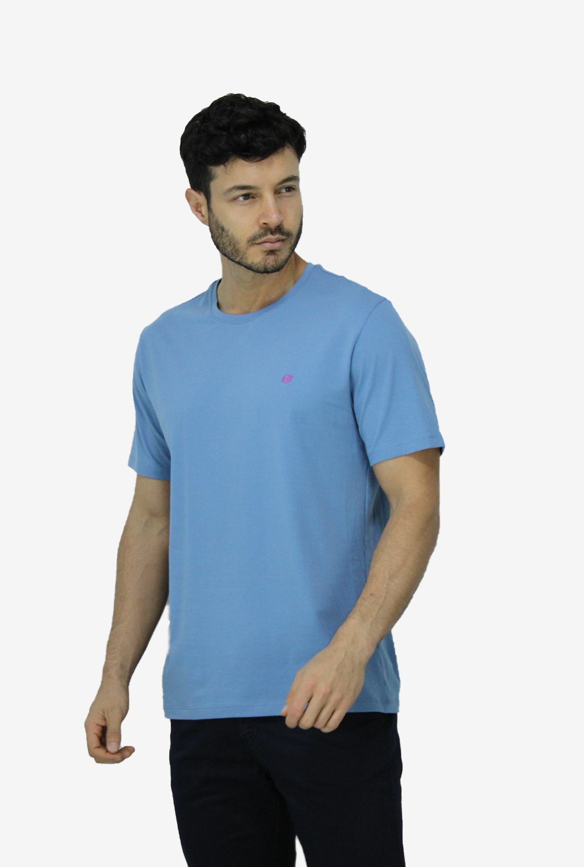 Camiseta Básica Azul Medio Para Hombre TSB02