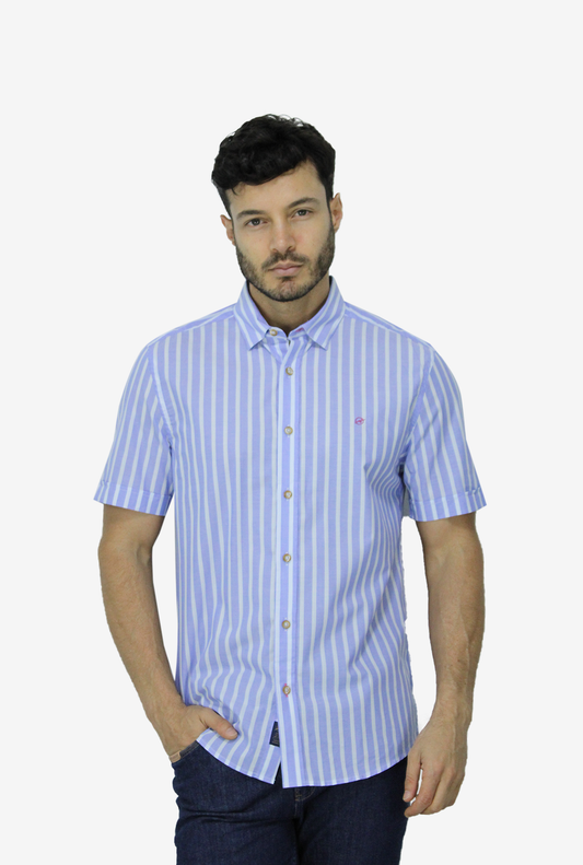 Camisa Manga Corta Azul Para Hombre DMCMC07