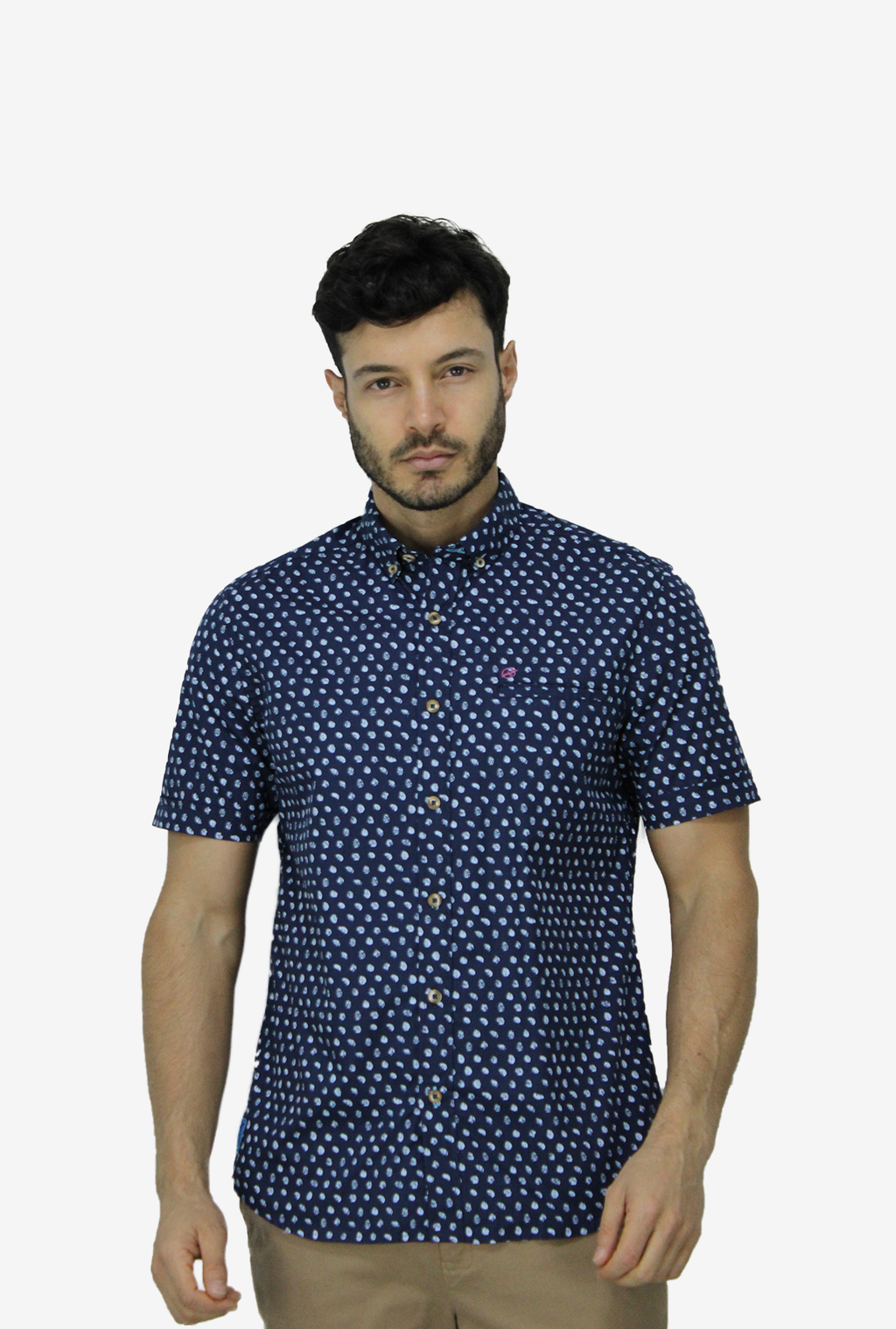Camisa Manga Corta Azul Para Hombre DMCMC08