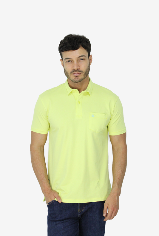 Camiseta Tipo Polo Amarillo Claro Para Hombre CPB09