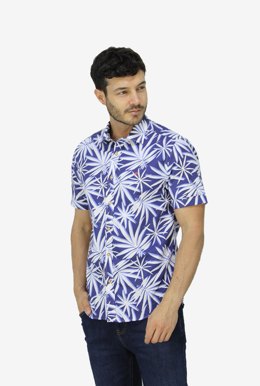 Camisa Manga Corta Azul Para Hombre DMC3062