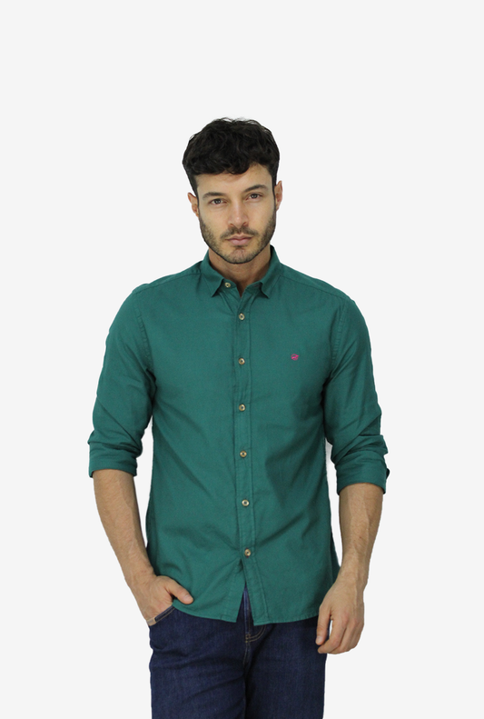 Camisa Manga Larga Oxford Verde Botella para Hombre CML3054