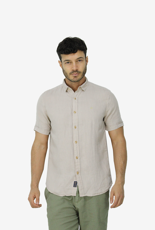 Camisa Manga Corta  de Lino Arena para Hombre CML3053