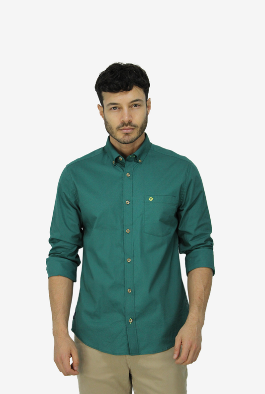 Camisa manga larga Verde Militar en popelina DMCML15