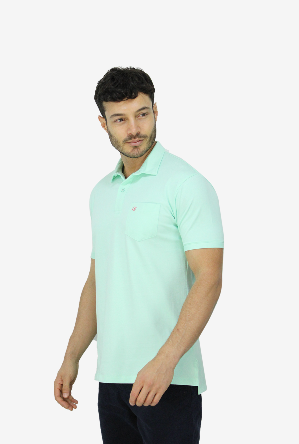 Camiseta Tipo Polo Verde Claro Para Hombre CPB09