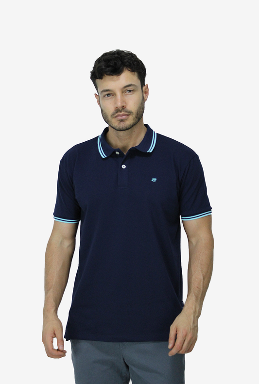 Camiseta Tipo Polo Azul  Para Hombre DMPOUT11