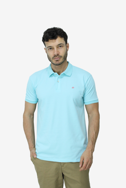 Camiseta Tipo Polo Azul Claro Para Hombre DMPOUT11