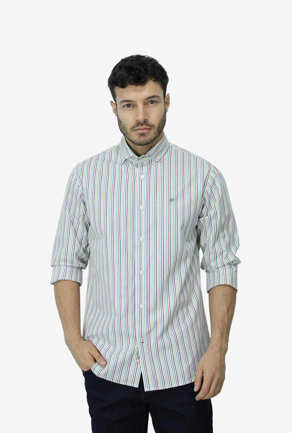 Camisa Manga Larga Azul Medio Para Hombre DMCMLY37