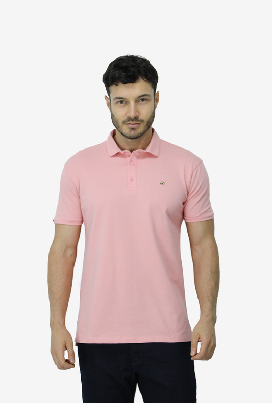 Camiseta Tipo Polo Rosado Para Hombre CPB08