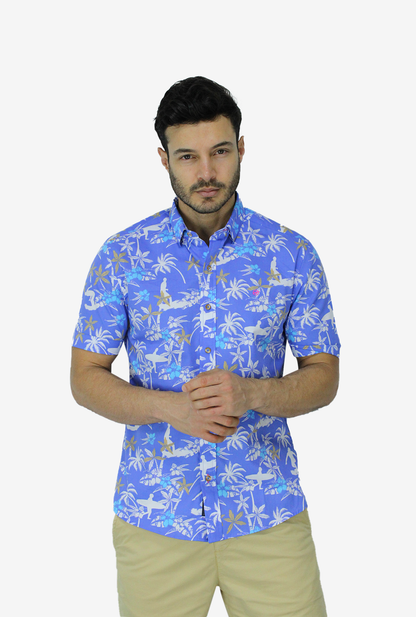 Camisa Manga Corta Azul Medio Hombre DMC3063