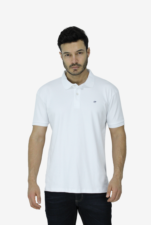 Camiseta Tipo Polo Blanca Para Hombre DMCPPL03