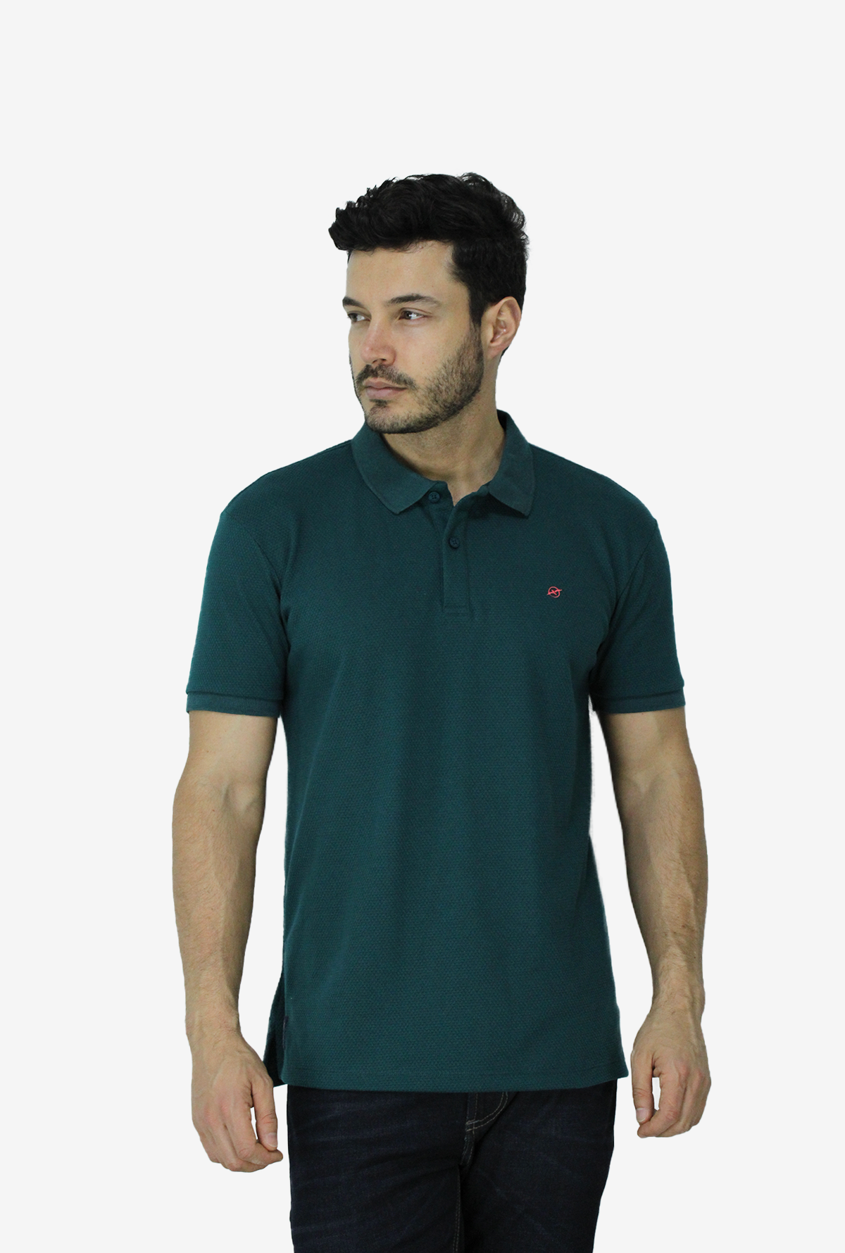 Camiseta Tipo Polo Verde Militar Para Hombre DMCP01