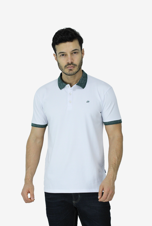 Camiseta Tipo Polo Blanca Para Hombre DMPOUT13