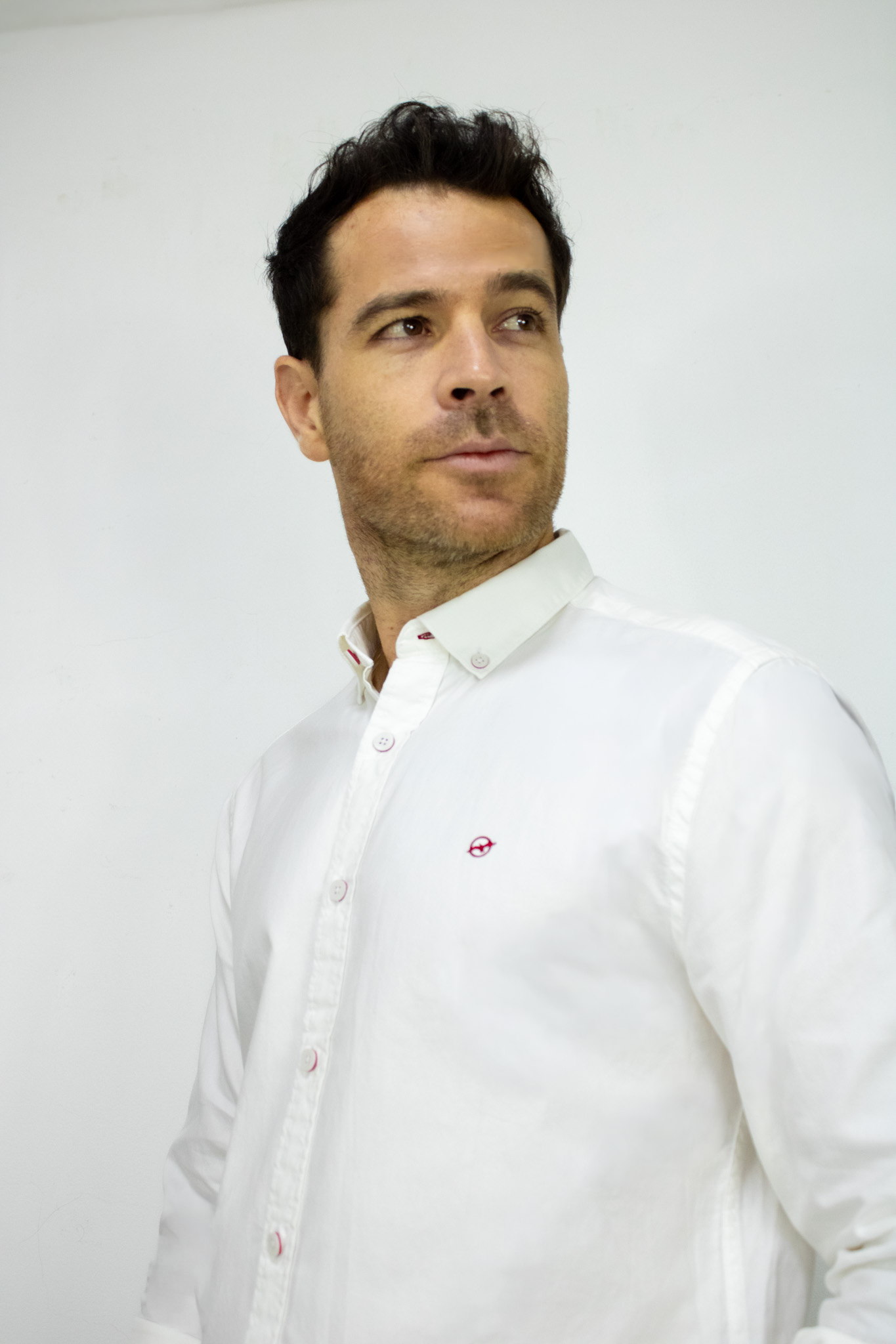 Camisa Manga Larga Oxford Blanca Para Hombre