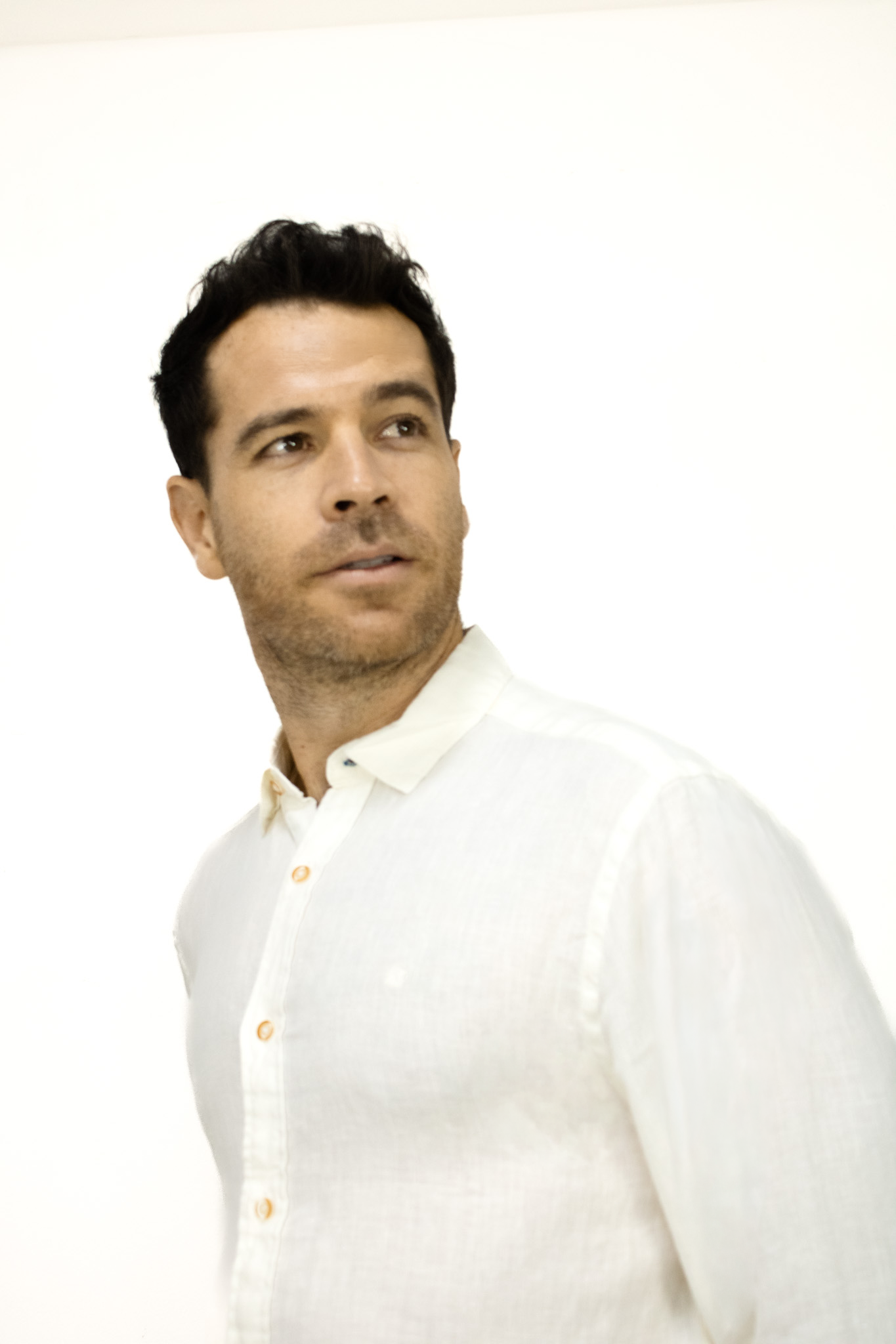 Camisa De Lino Manga Larga Blanca Para hombre