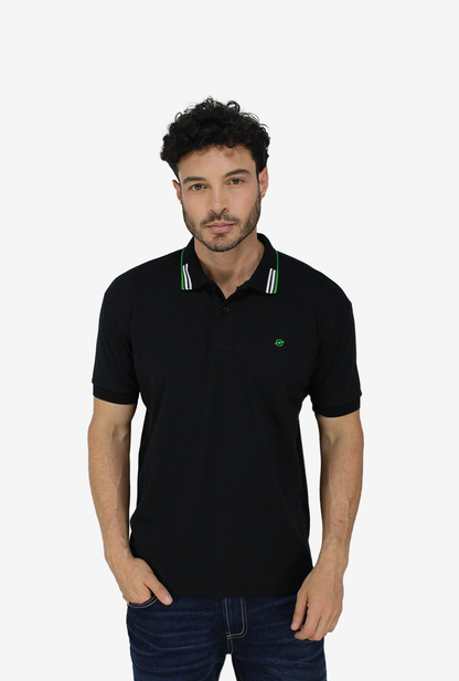 Camiseta Tipo Polo Negra Para Hombre DMPOUT03