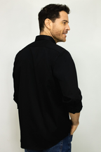 Camisa manga larga negra para hombre