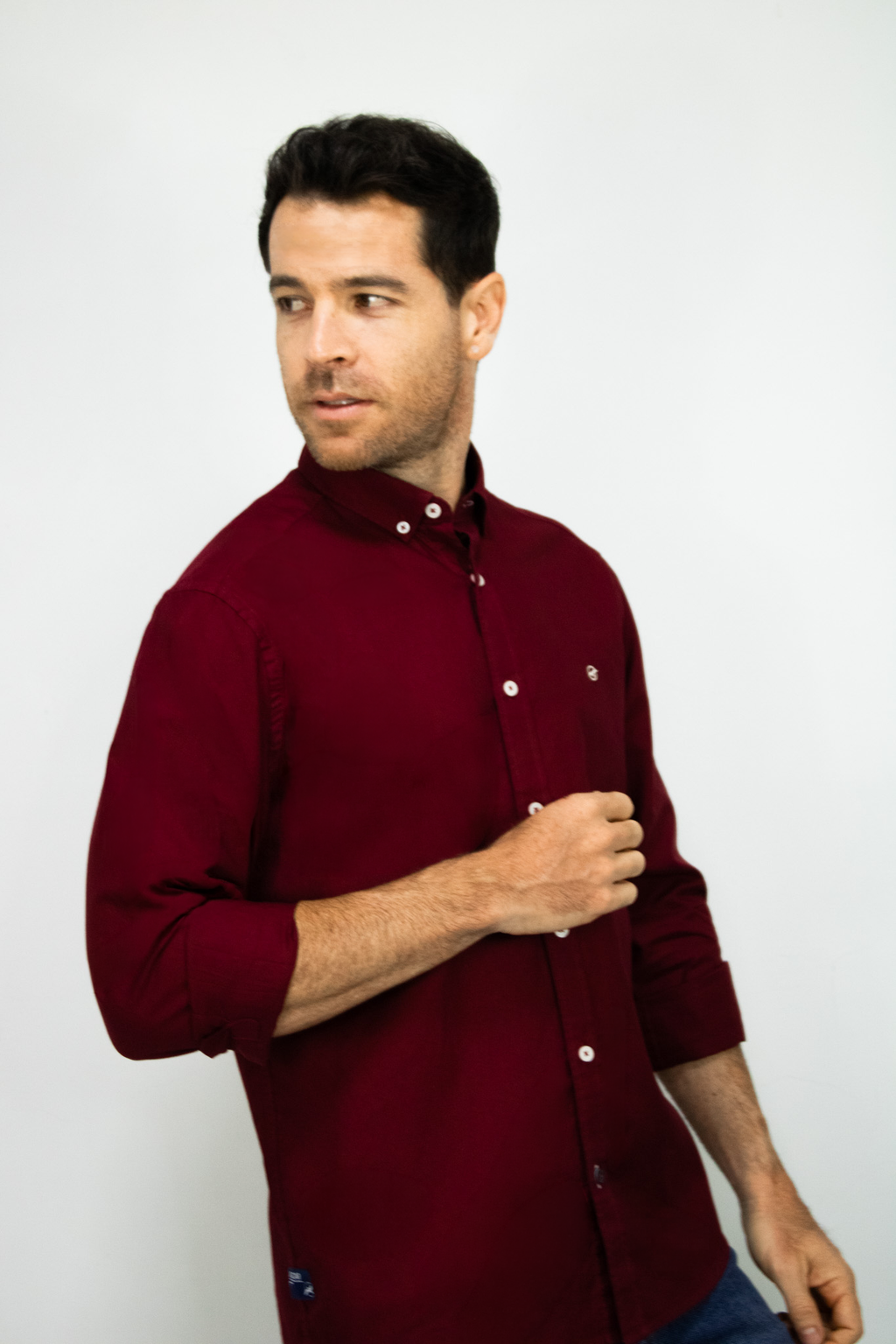 Camisa Oxford Manga Larga Vinotinto para Hombre