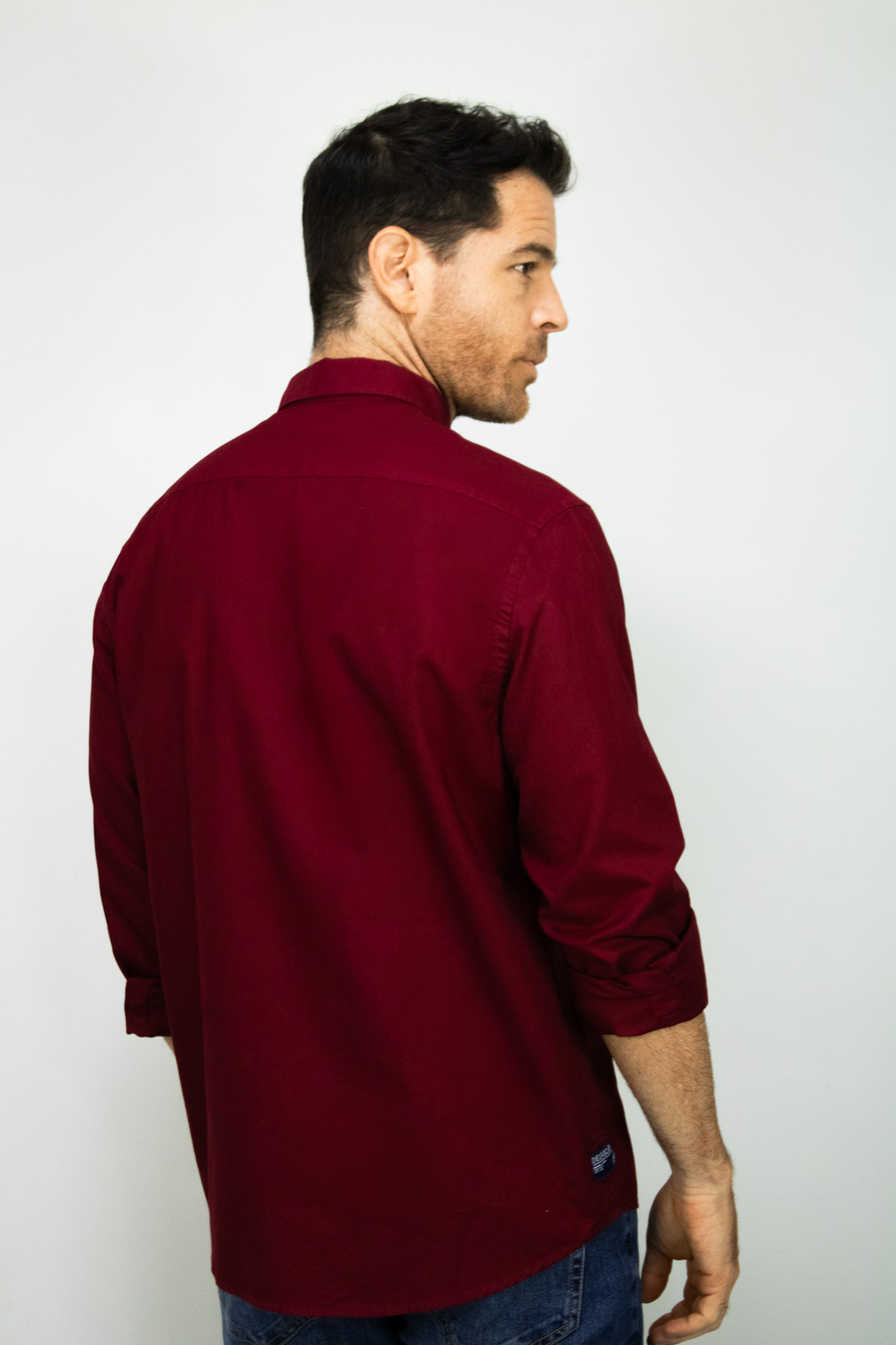 Camisa Oxford Manga Larga Vinotinto para Hombre
