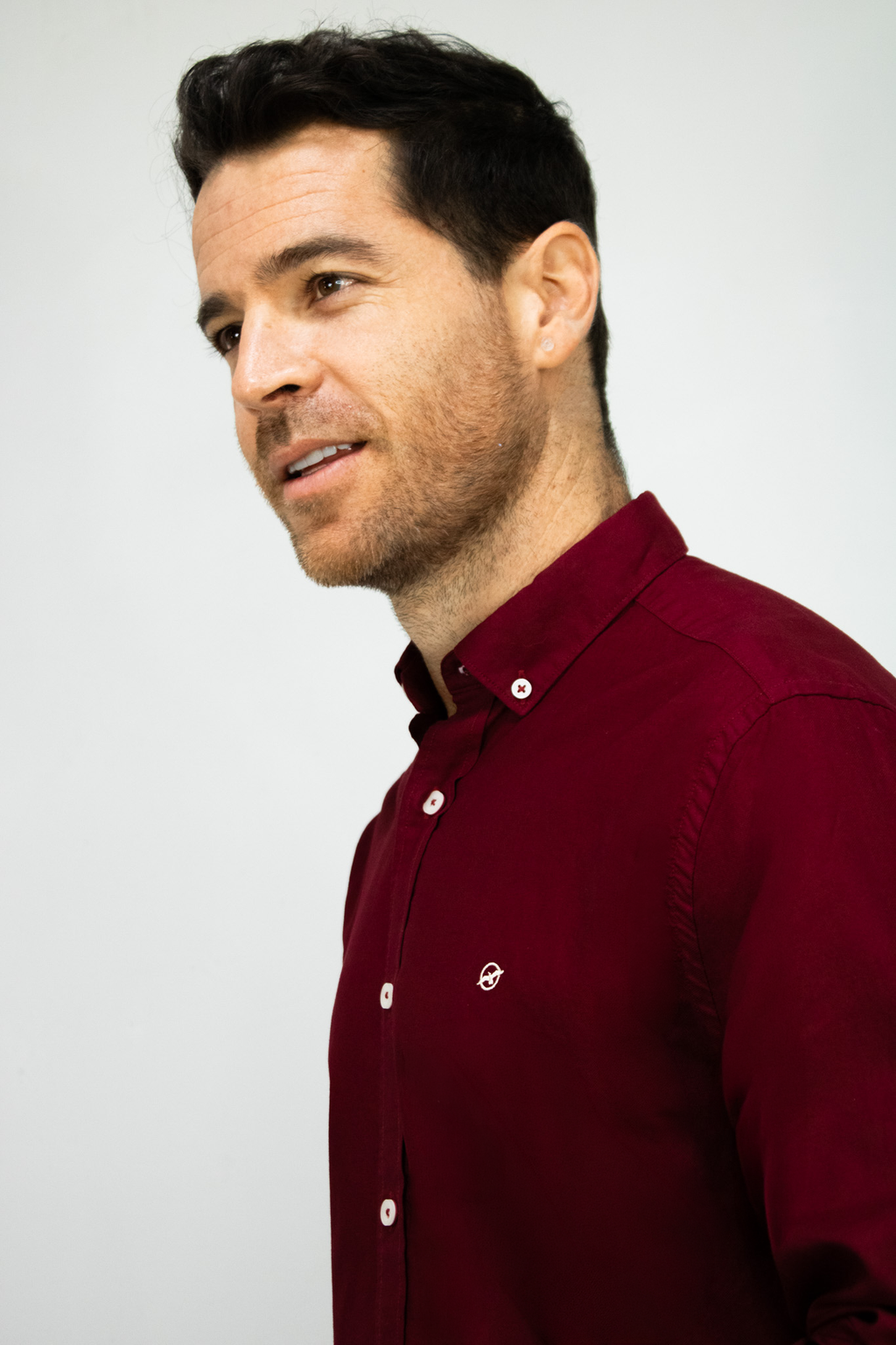 Camisa Oxford Manga Larga Vinotinto para Hombre