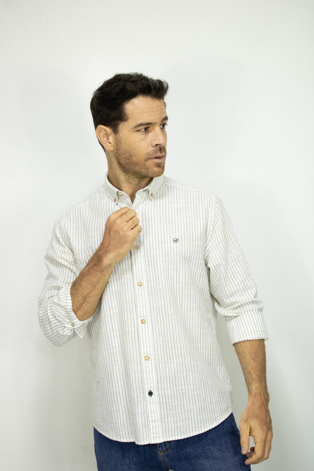 CAMISA MANGA LARGA RAYAS EN ALGODON PARA HOMBRE