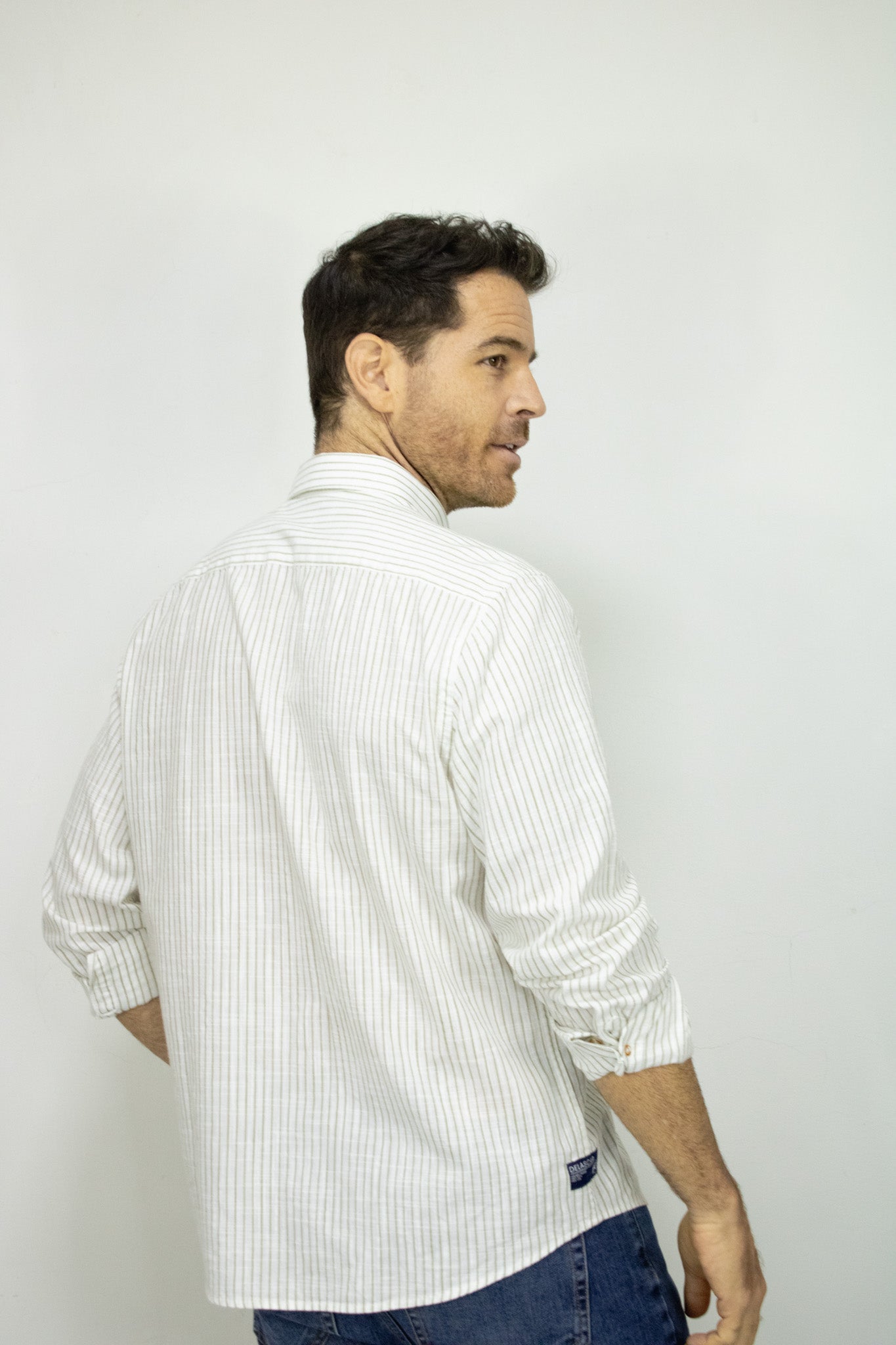 CAMISA MANGA LARGA RAYAS EN ALGODON PARA HOMBRE