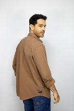 SOBRECAMISA  MANGA LARGA CAFE PARA HOMBRE