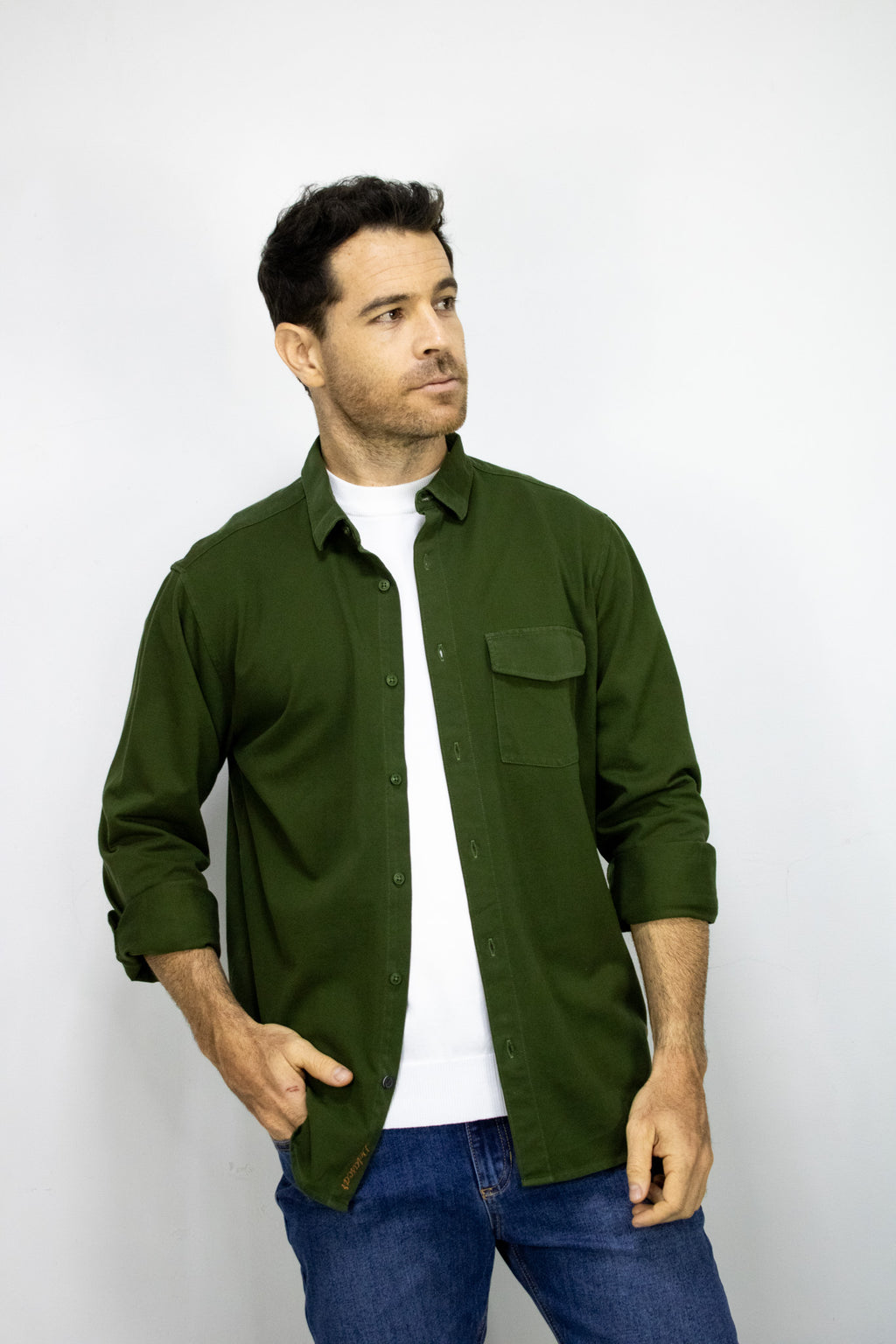 SOBRECAMISA  MANGA LARGA VERDE PARA HOMBRE
