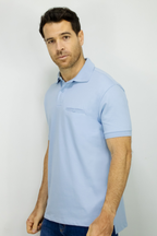 Camiseta Polo Manga Corta Azul Claro para Hombre