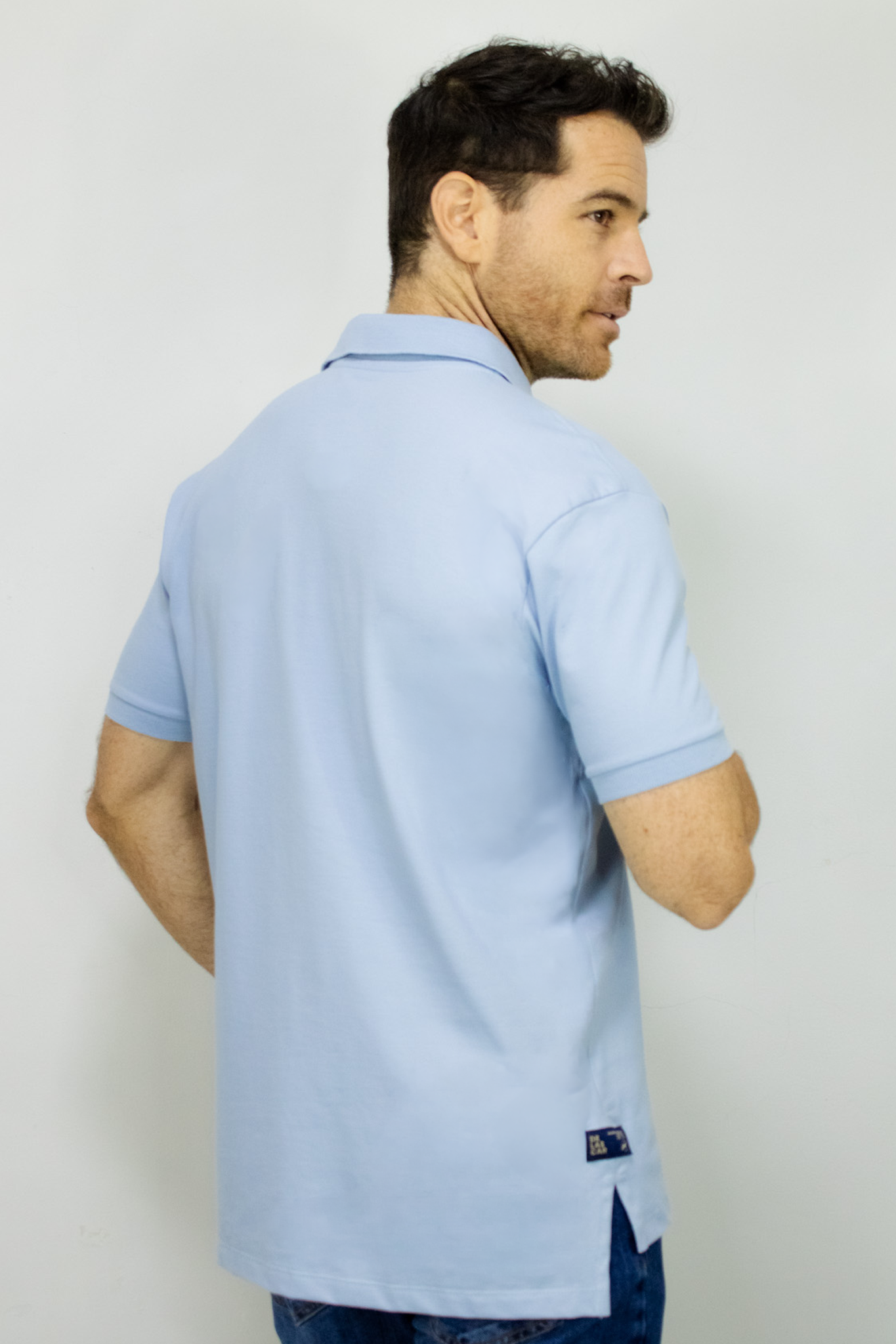 Camiseta Polo Manga Corta Azul Claro para Hombre