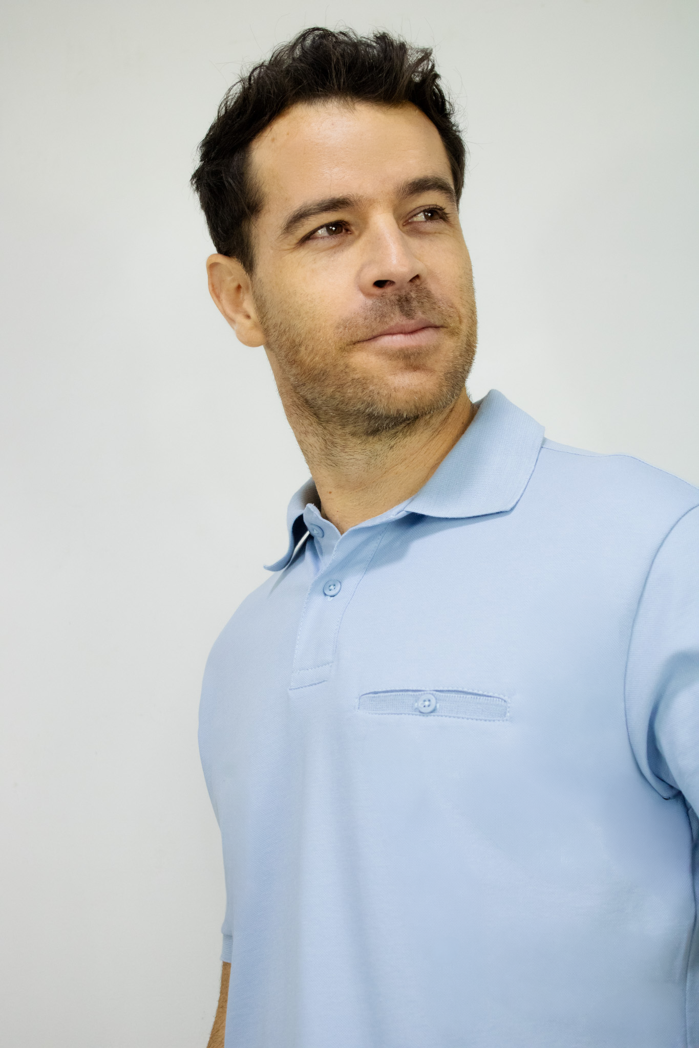 Camiseta Polo Manga Corta Azul Claro para Hombre